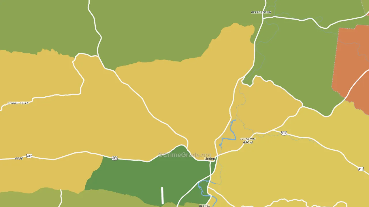 Perry County, TN Map of Vehicle Theft Rates