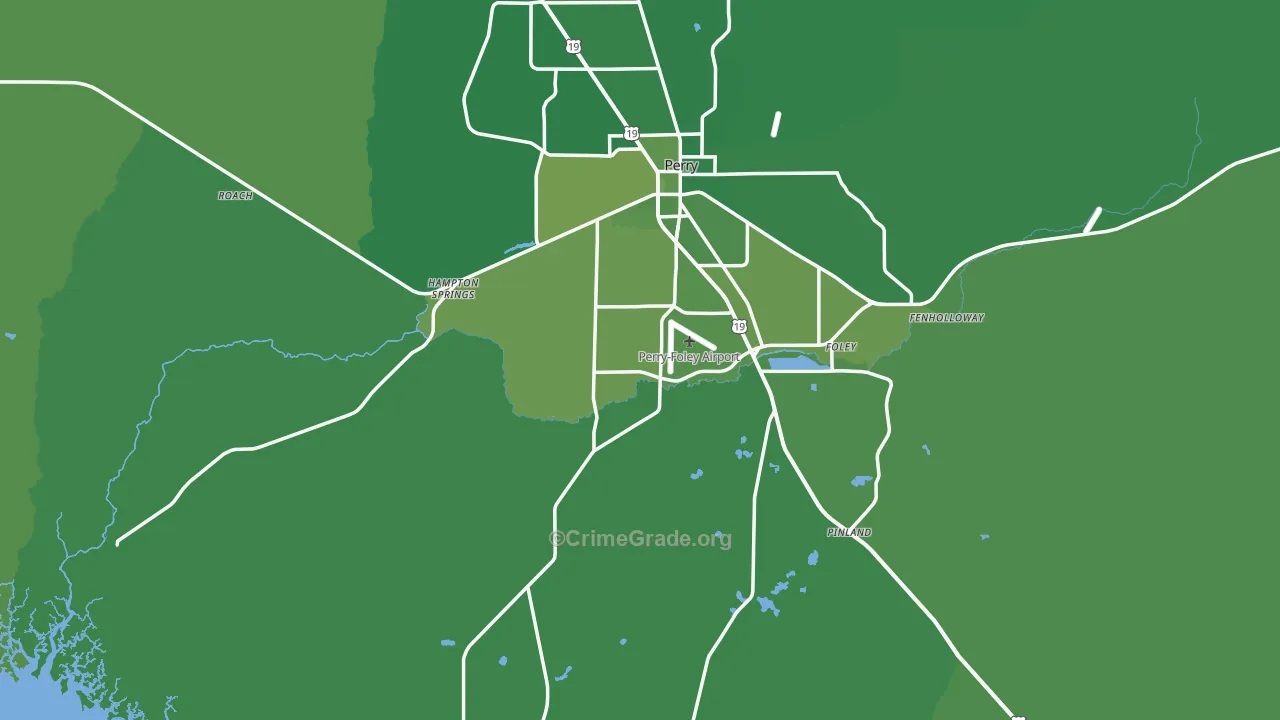 Perry, FL Map of Vehicle Theft Rates