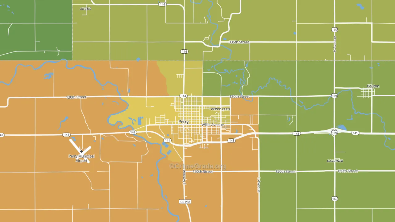 Perry, IA Map of Vehicle Theft Rates