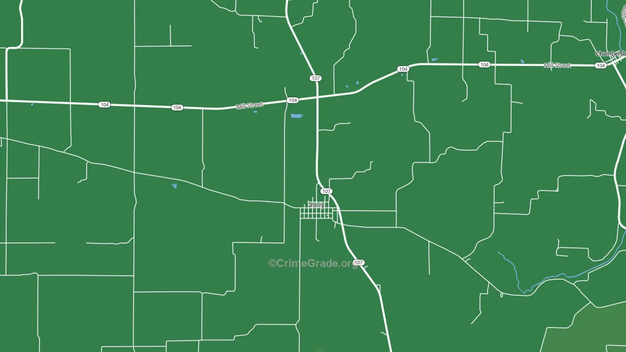Perry, IL Map of Vehicle Theft Rates