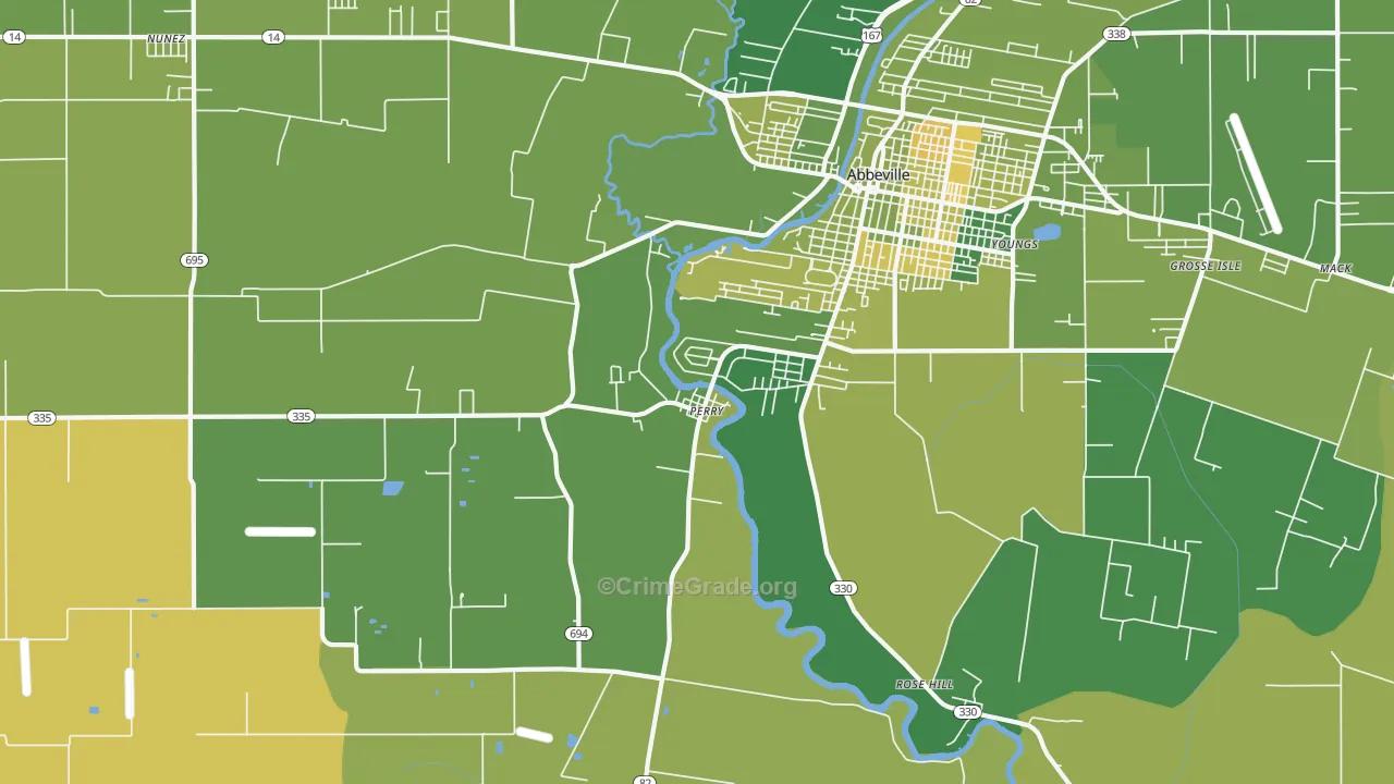 Perry, LA Map of Vehicle Theft Rates
