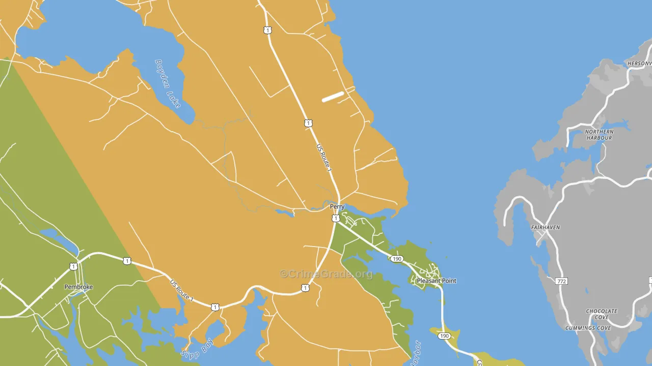 Perry, ME Map of Vehicle Theft Rates