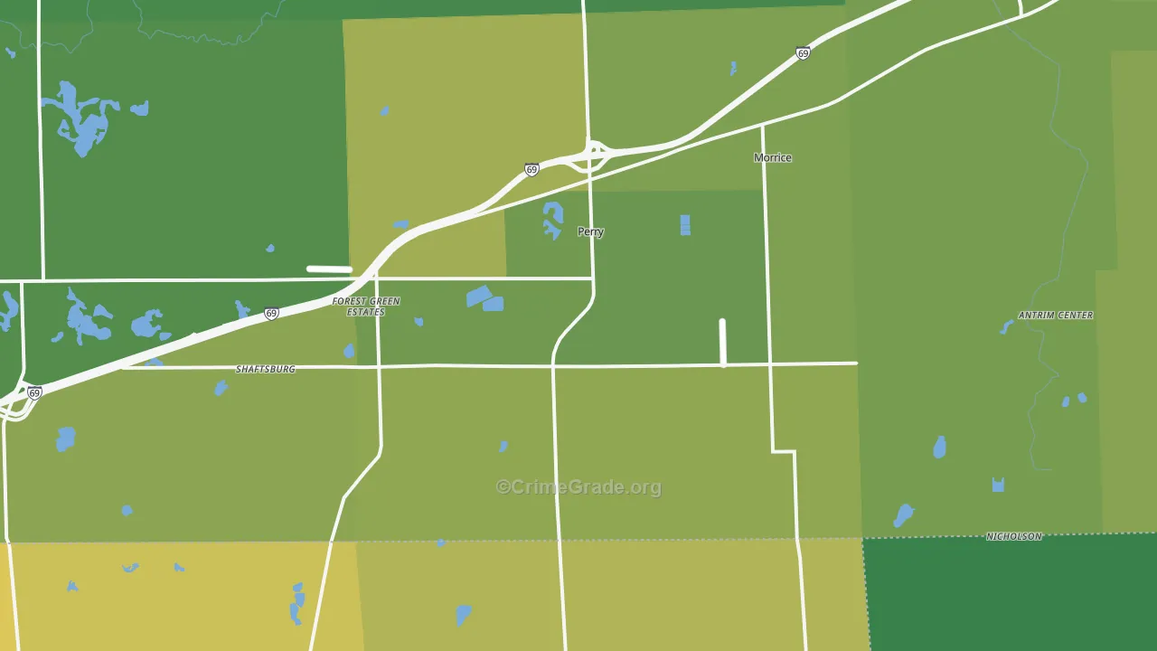 Perry, MI Map of Vehicle Theft Rates