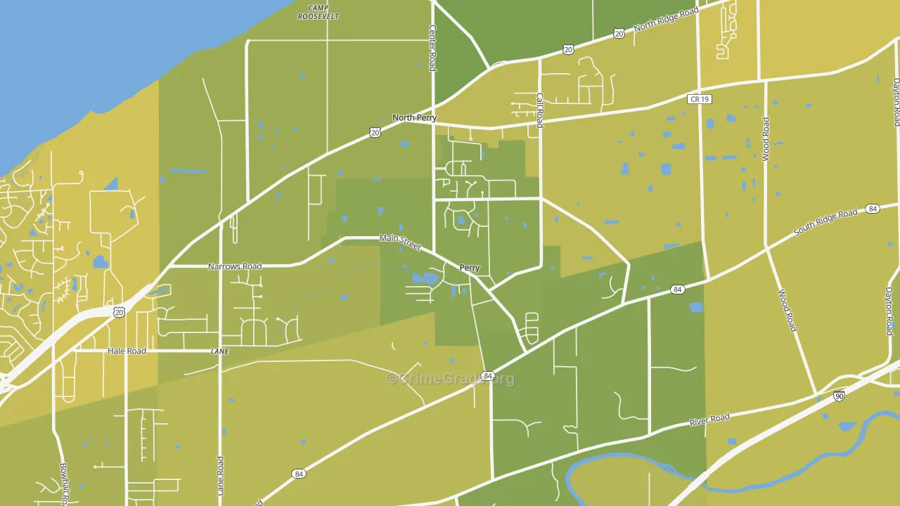 Perry, OH Map of Vehicle Theft Rates