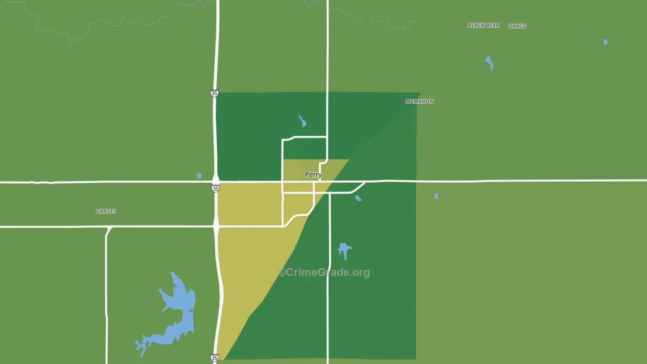 Perry, OK Map of Vehicle Theft Rates