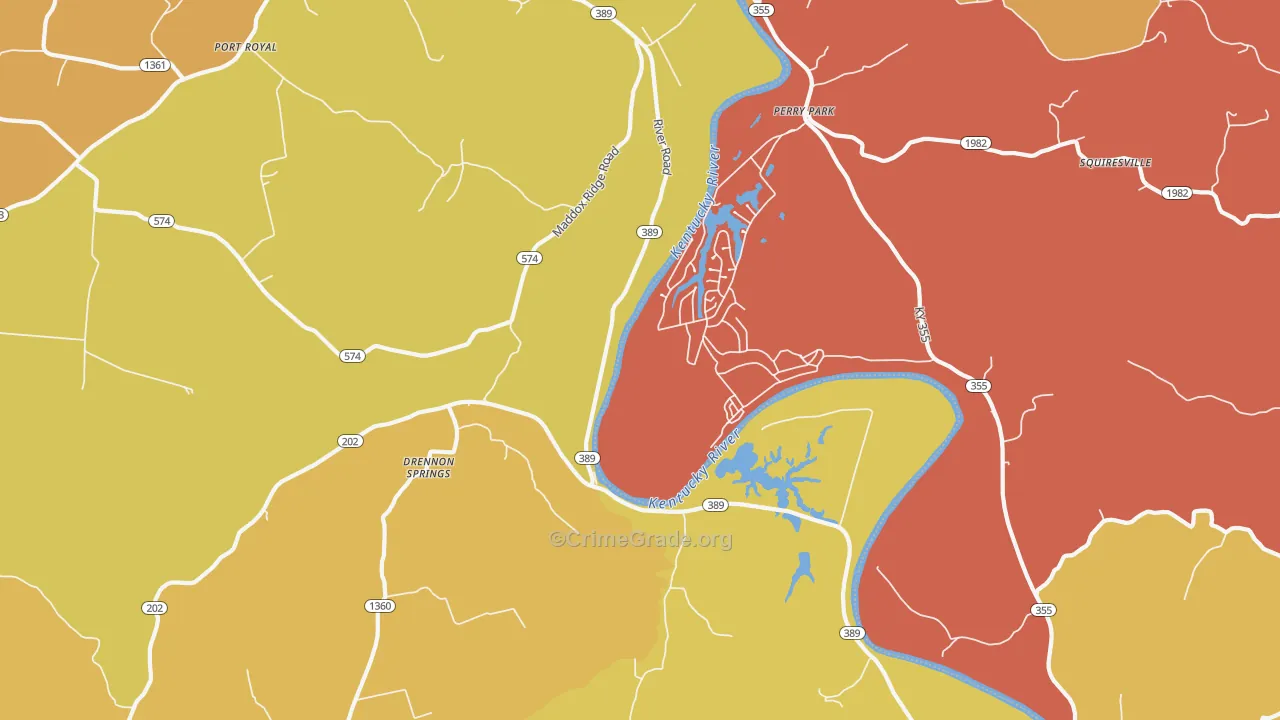 Perry Park, KY Map of Vehicle Theft Rates