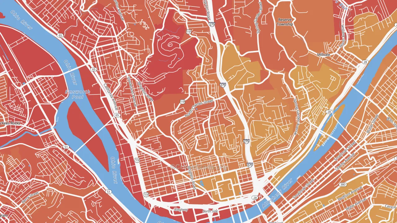 Perry South, Pittsburgh, PA Map of Vehicle Theft Rates