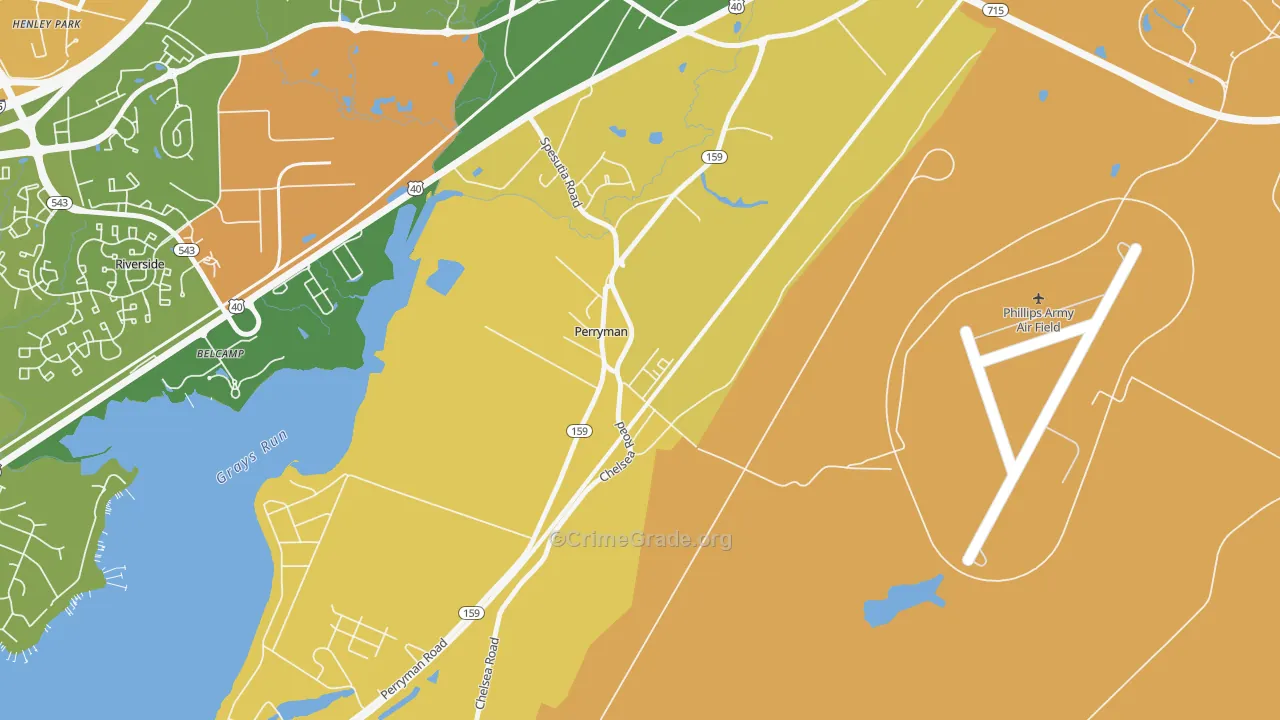 Perryman, MD Map of Vehicle Theft Rates