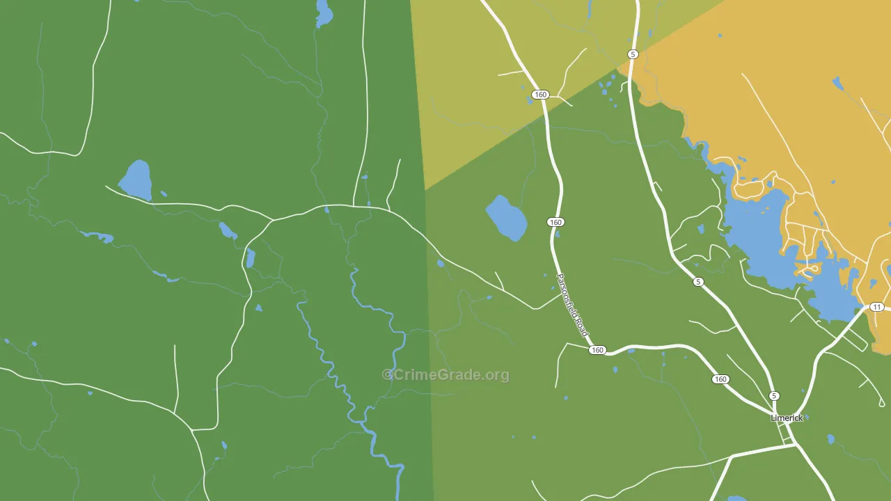 Perrys Corner, ME Map of Vehicle Theft Rates