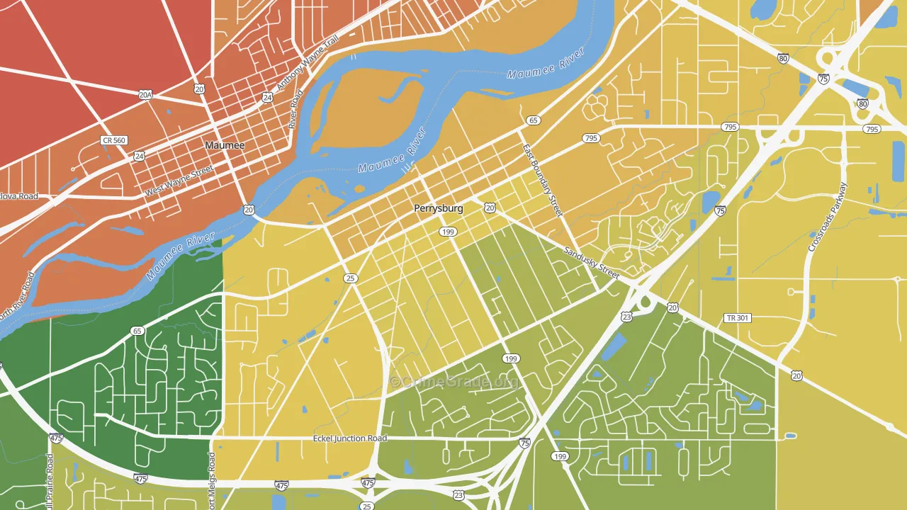 Perrysburg Historic District, Perrysburg, OH Map of Vehicle Theft Rates