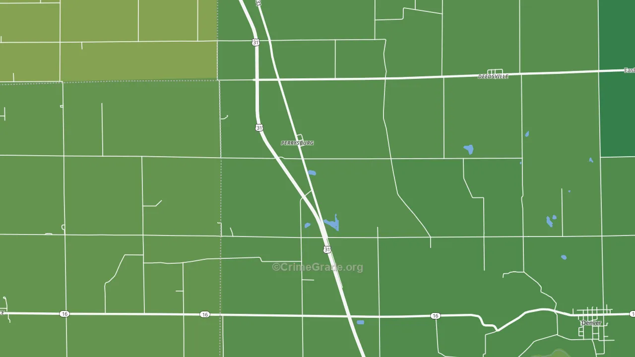 Perrysburg, IN Map of Vehicle Theft Rates