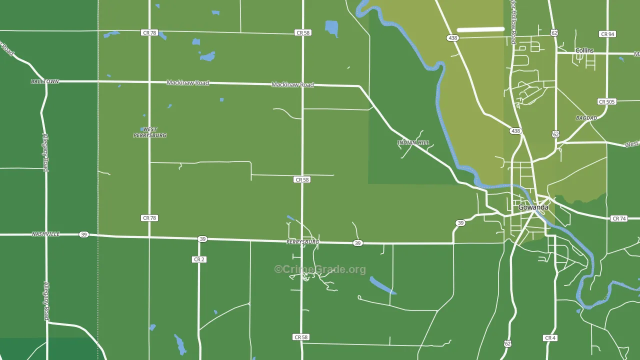 Perrysburg, NY Map of Vehicle Theft Rates