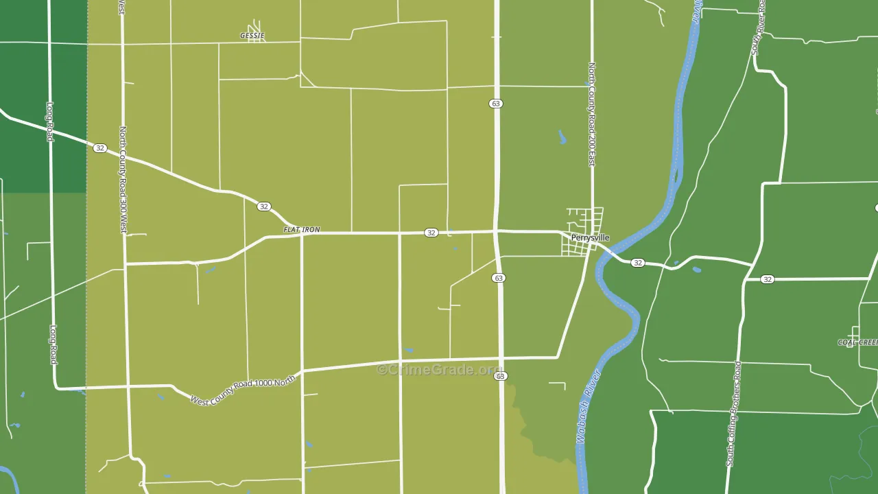 Perrysville, IN Map of Vehicle Theft Rates