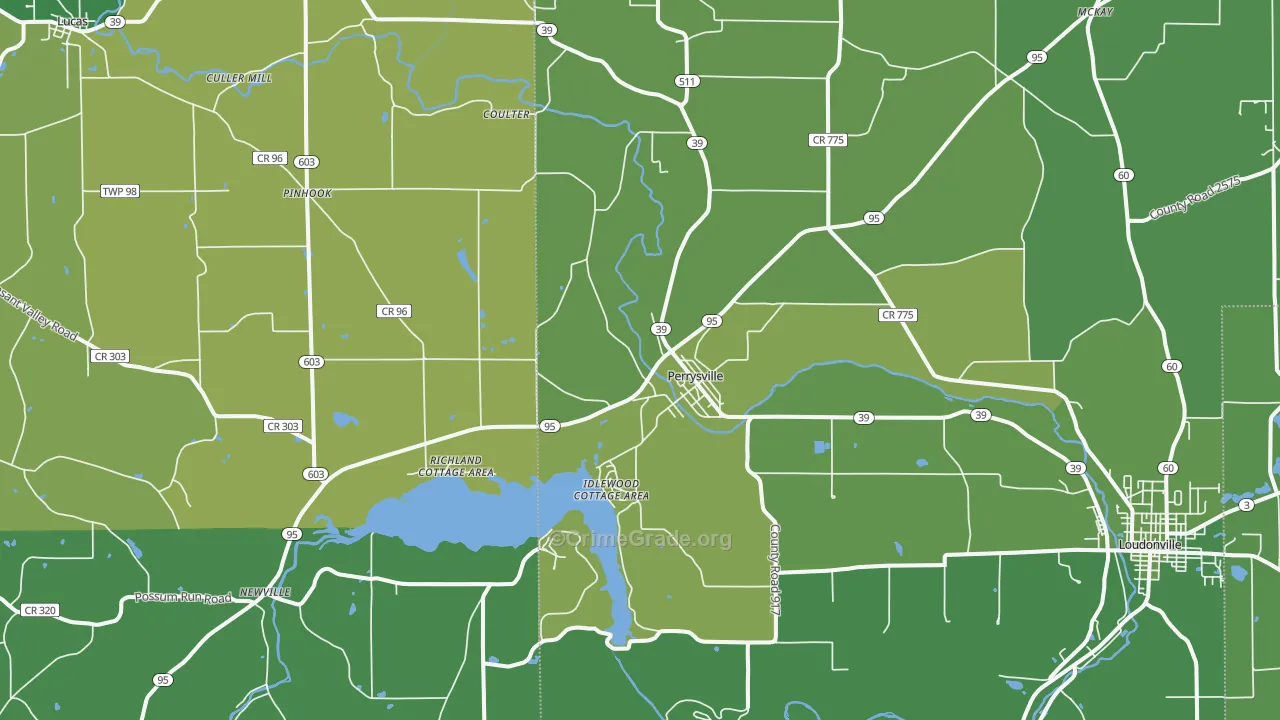 Perrysville, OH Map of Vehicle Theft Rates