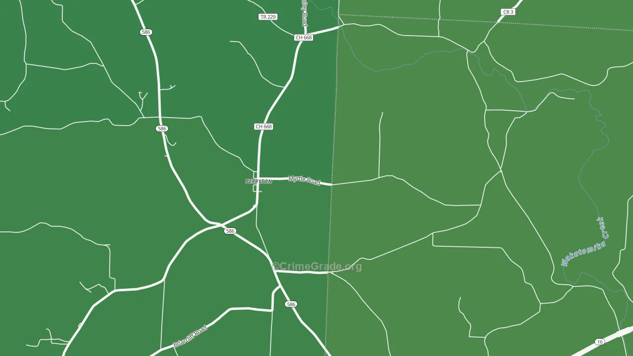 Perryton, OH Map of Vehicle Theft Rates