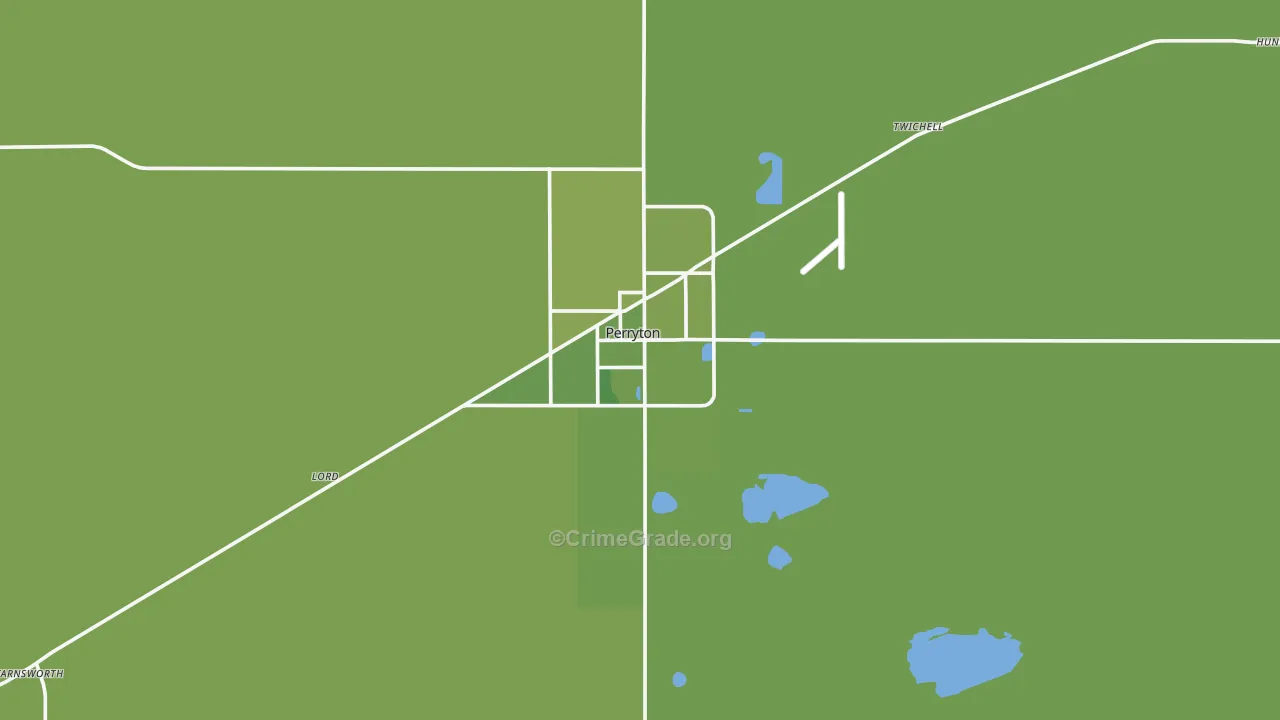 Perryton, TX Map of Vehicle Theft Rates