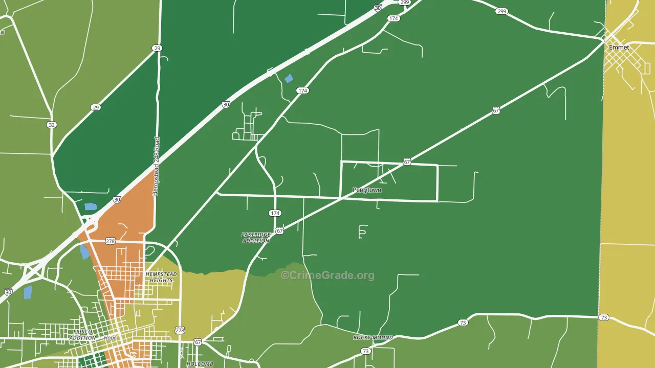 Perrytown, AR Map of Vehicle Theft Rates