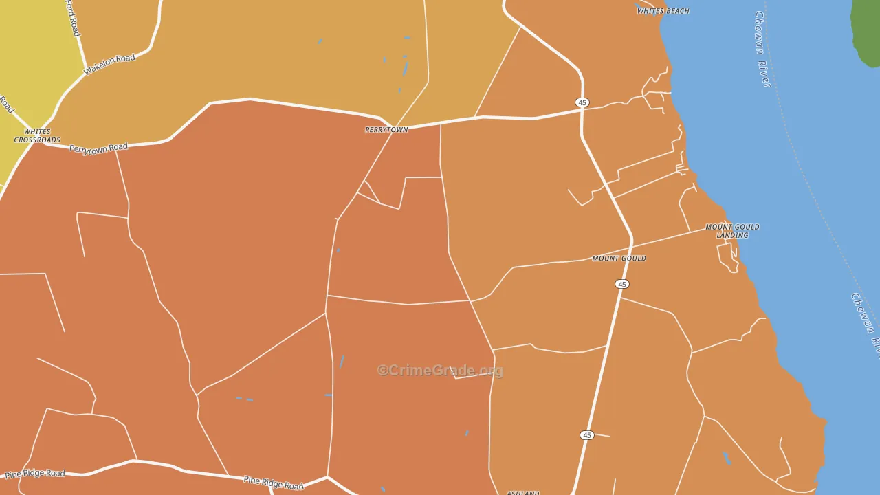 Perrytown, NC Map of Vehicle Theft Rates