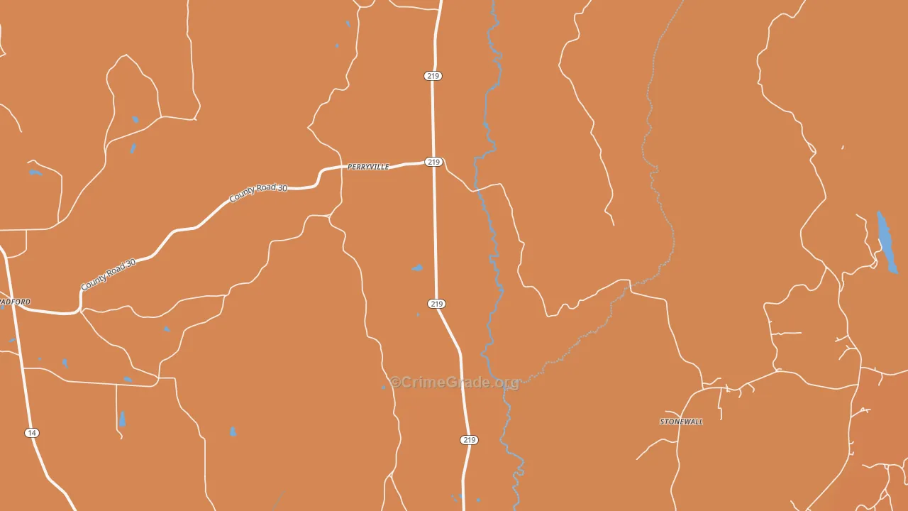 Perryville, AL Map of Vehicle Theft Rates