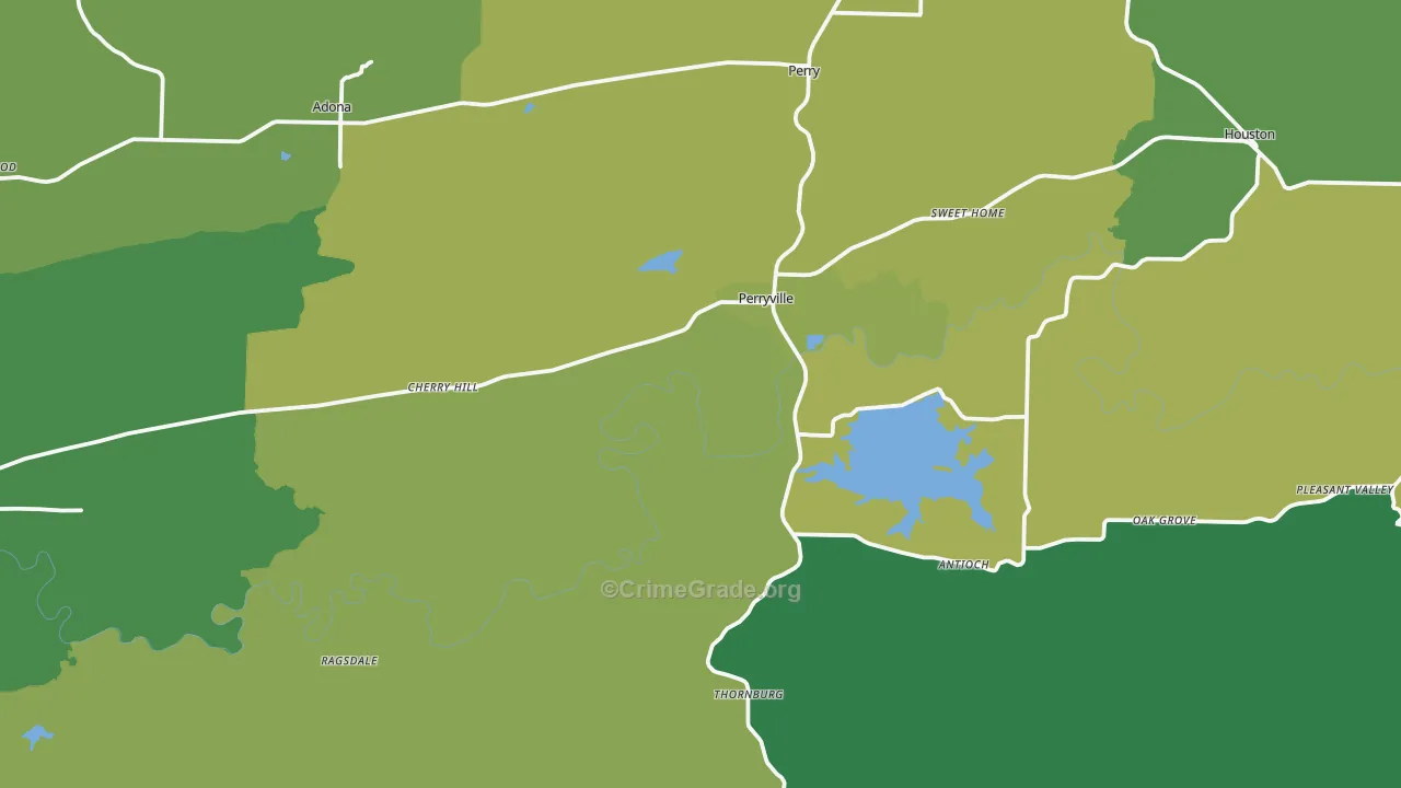 Perryville, AR Map of Vehicle Theft Rates