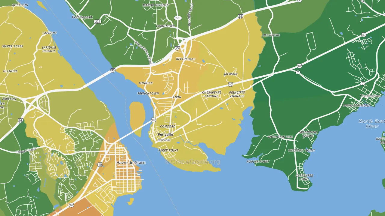 Perryville, MD Map of Vehicle Theft Rates