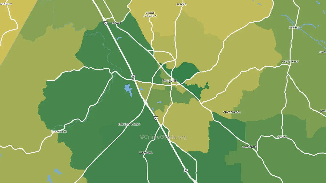 Perryville, MO Map of Vehicle Theft Rates