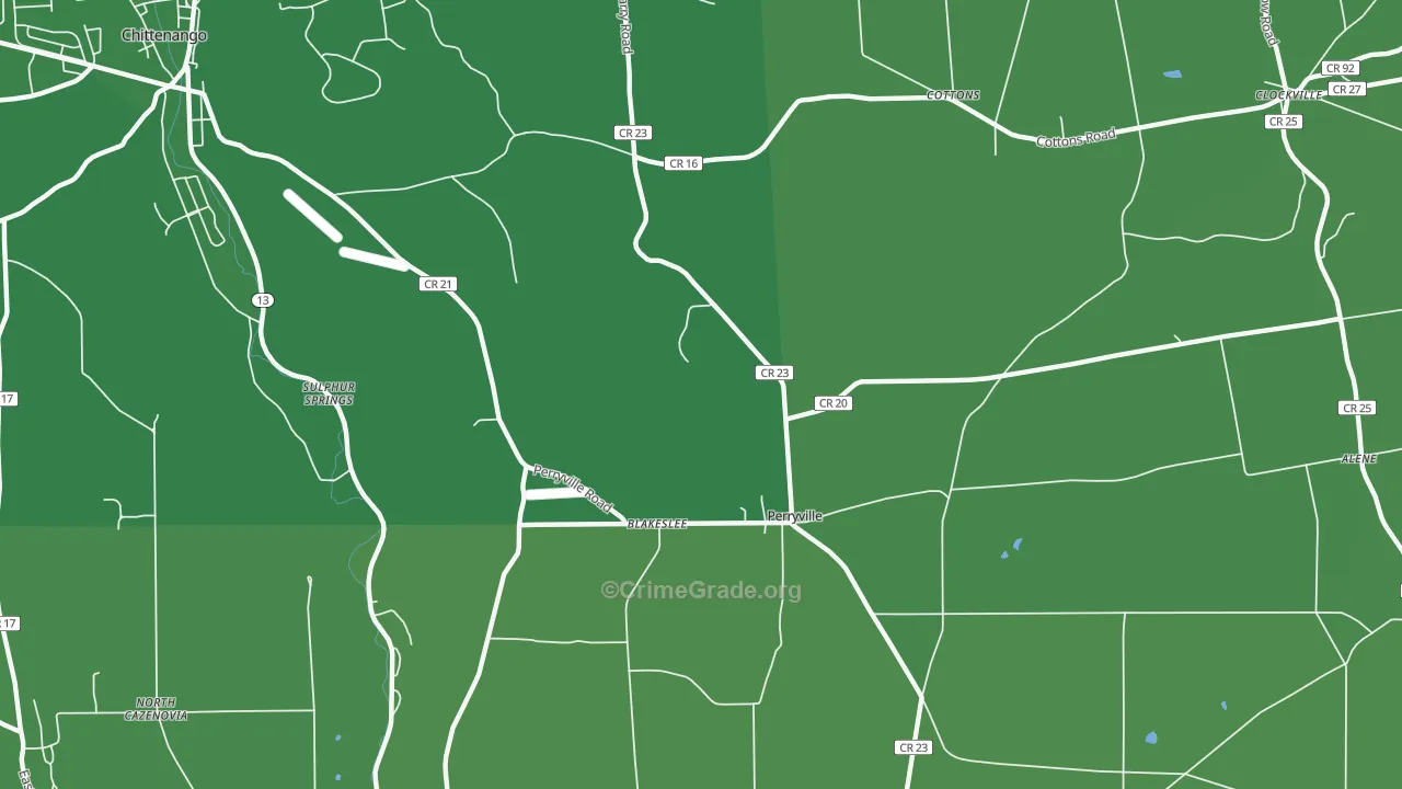 Perryville, NY Map of Vehicle Theft Rates