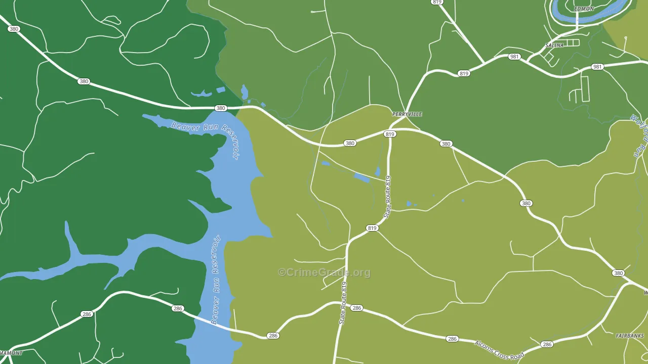 Perryville, PA Map of Vehicle Theft Rates