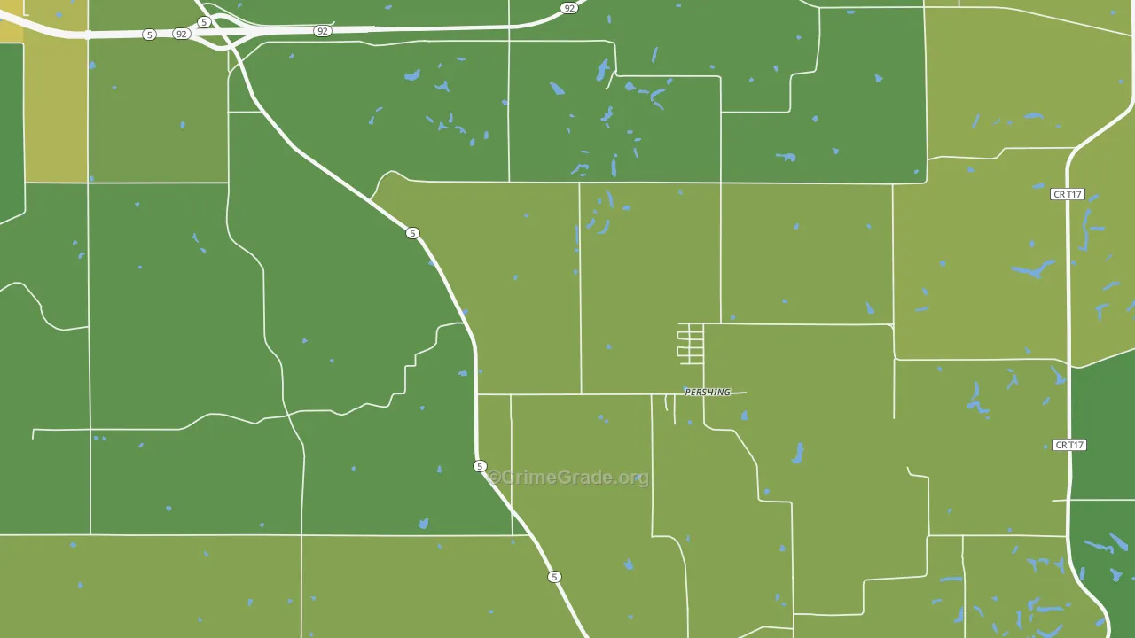 Pershing, IA Map of Vehicle Theft Rates