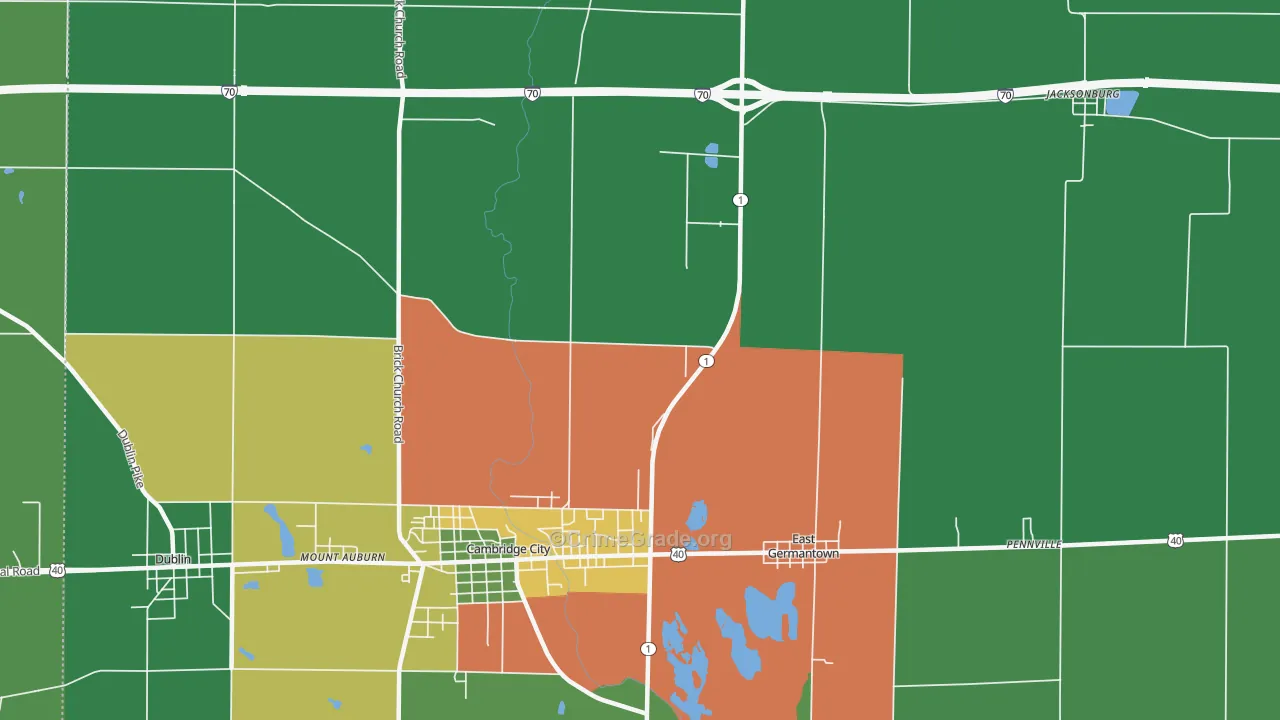 Pershing, IN Map of Vehicle Theft Rates
