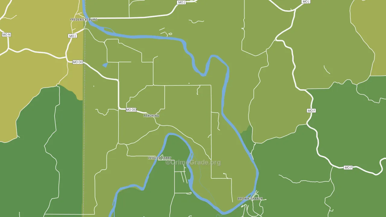 Pershing, MO Map of Vehicle Theft Rates