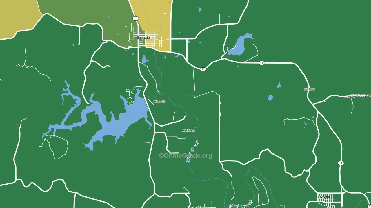 Pershing, OK Map of Vehicle Theft Rates