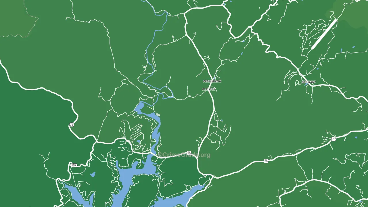 Persimmon, GA Map of Vehicle Theft Rates