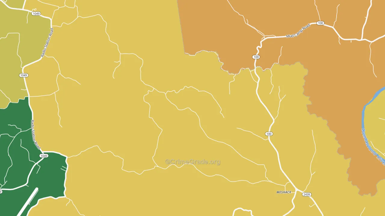 Persimmon, KY Map of Vehicle Theft Rates