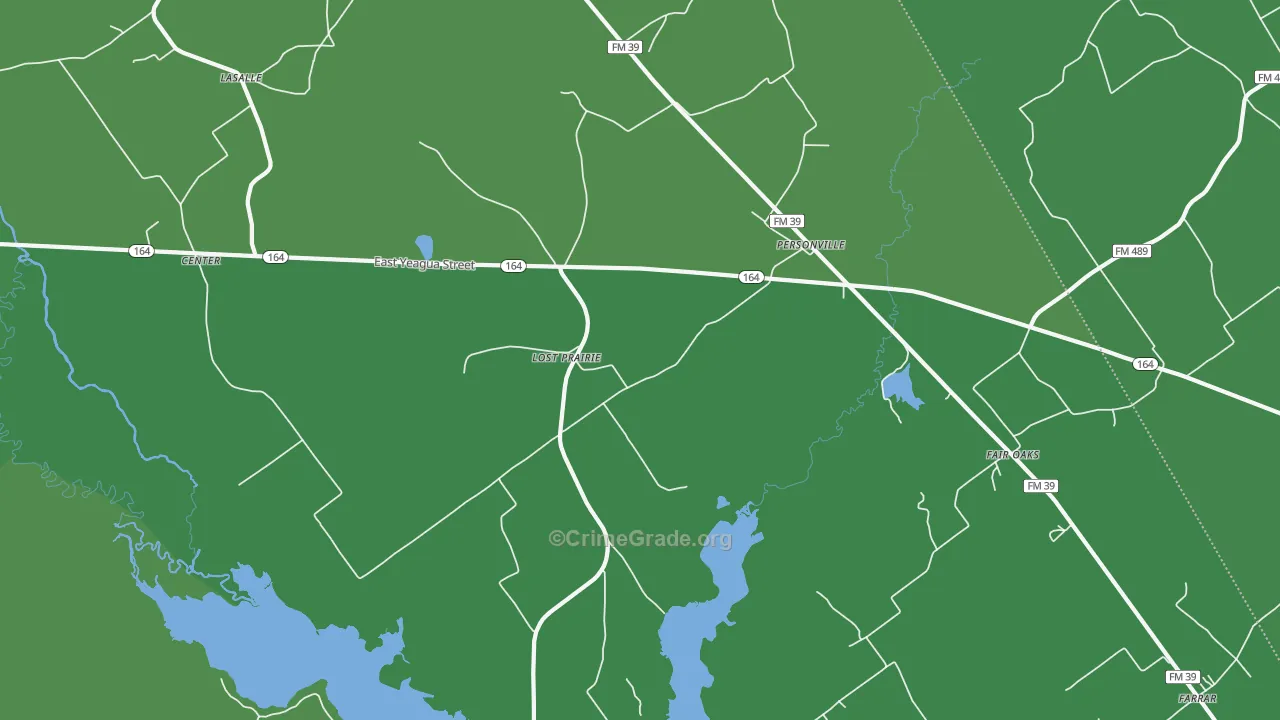 Personville, TX Map of Vehicle Theft Rates