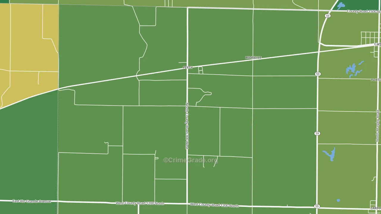 Perth, IN Map of Vehicle Theft Rates