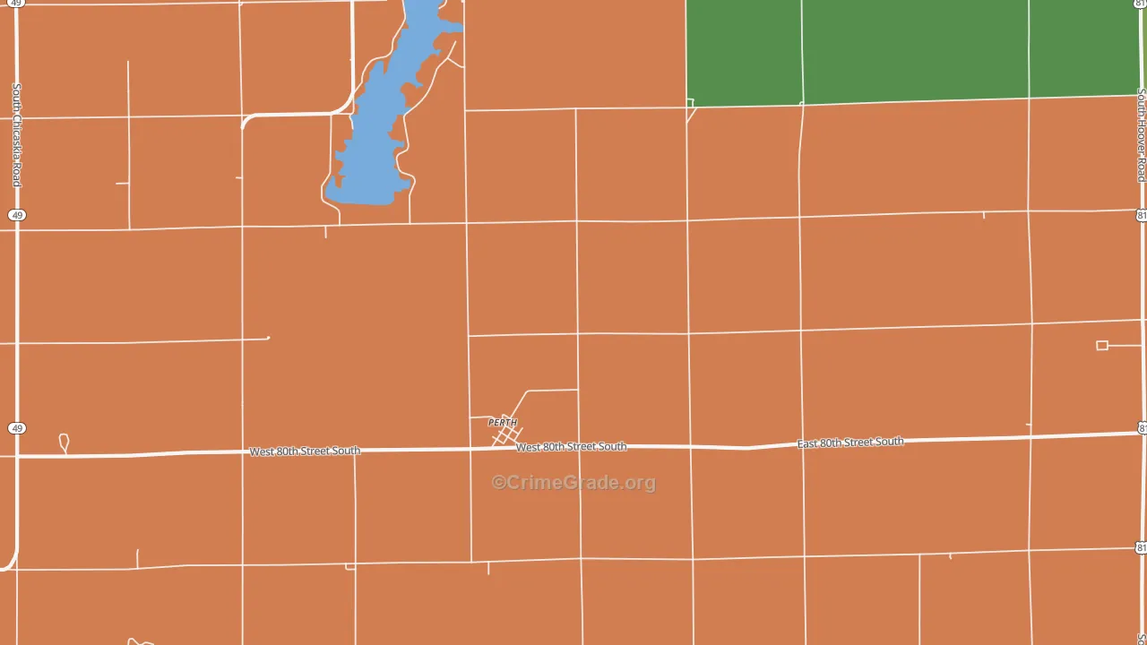Perth, KS Map of Vehicle Theft Rates
