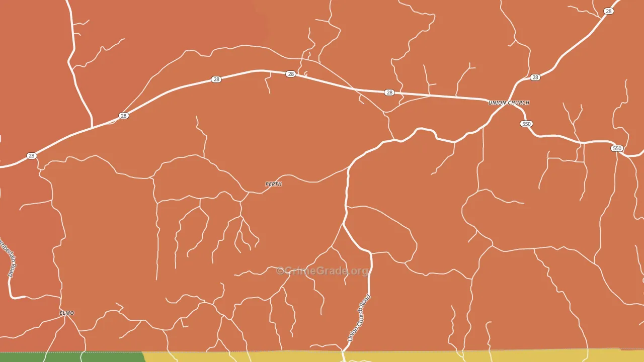 Perth, MS Map of Vehicle Theft Rates