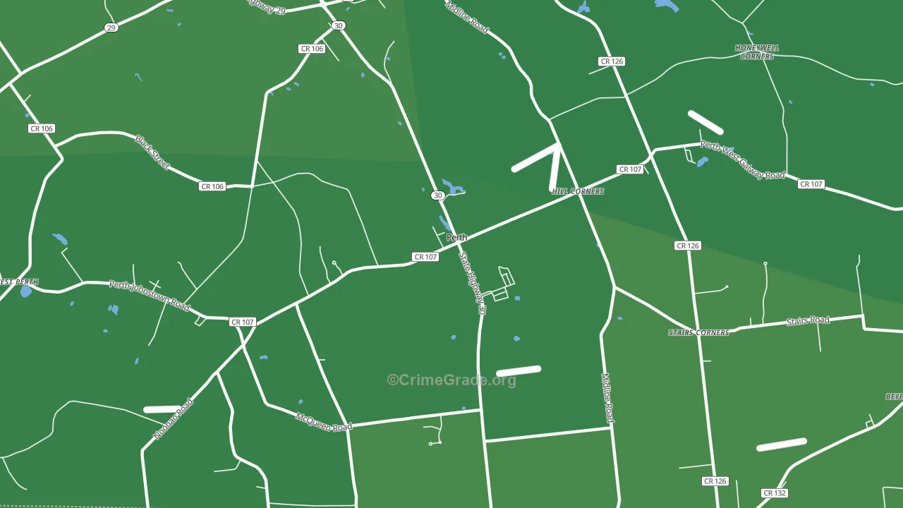 Perth, NY Map of Vehicle Theft Rates