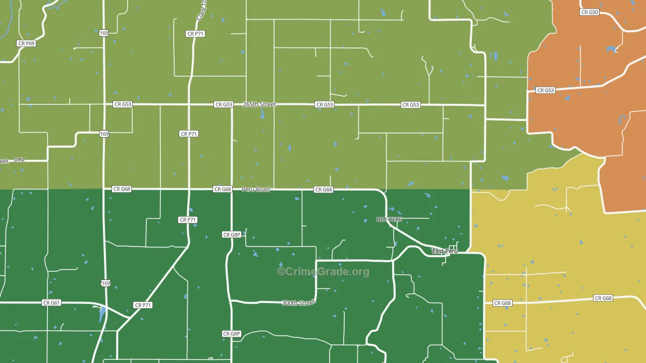 Peru, IA Map of Vehicle Theft Rates