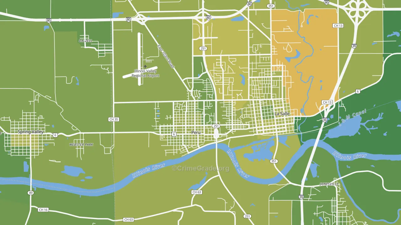 Peru, IL Map of Vehicle Theft Rates