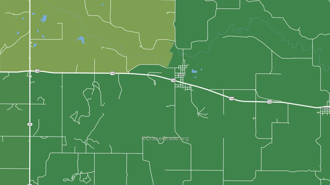 Peru, KS Map of Vehicle Theft Rates