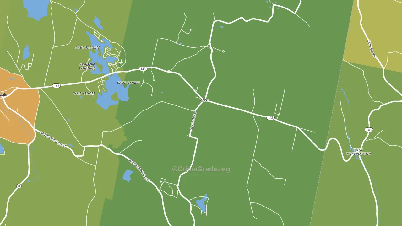 Peru, MA Map of Vehicle Theft Rates