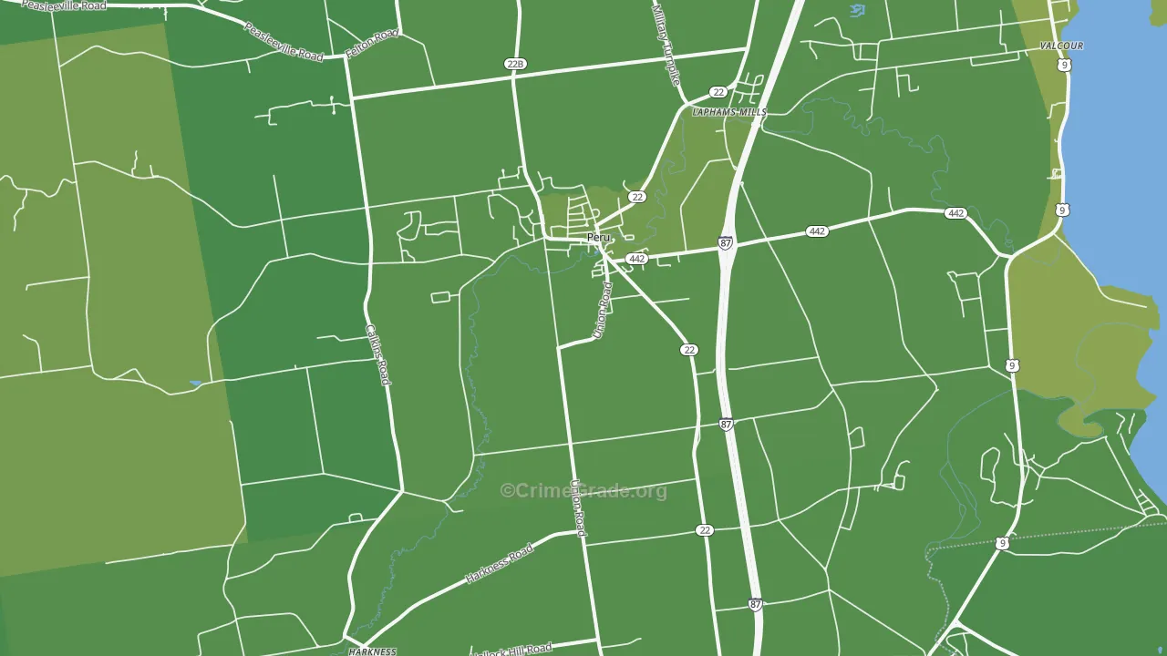 Peru, NY Map of Vehicle Theft Rates
