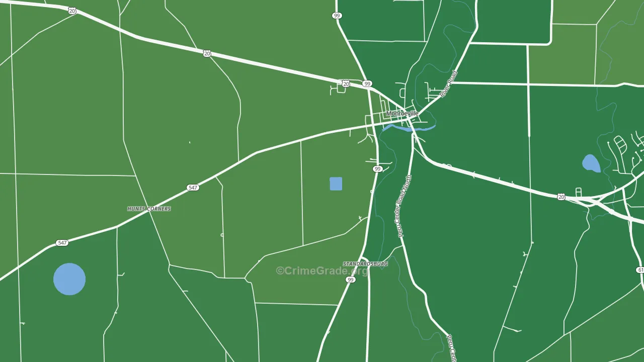 Peru, OH Map of Vehicle Theft Rates