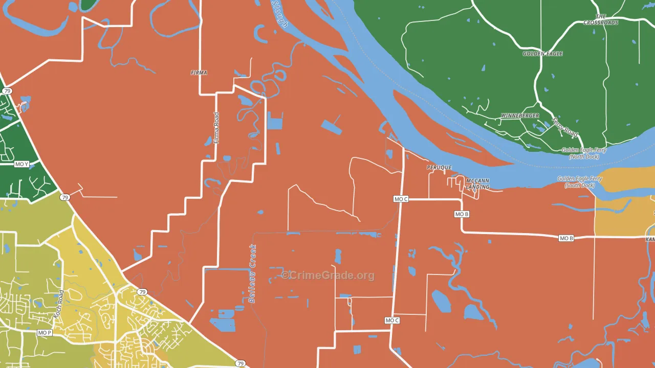 Peruque, MO Map of Vehicle Theft Rates