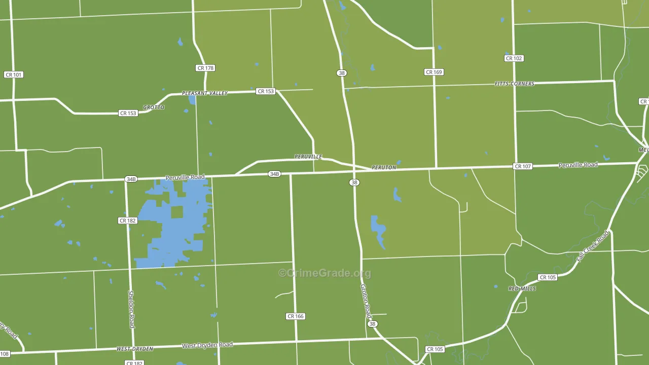 Peruville, NY Map of Vehicle Theft Rates