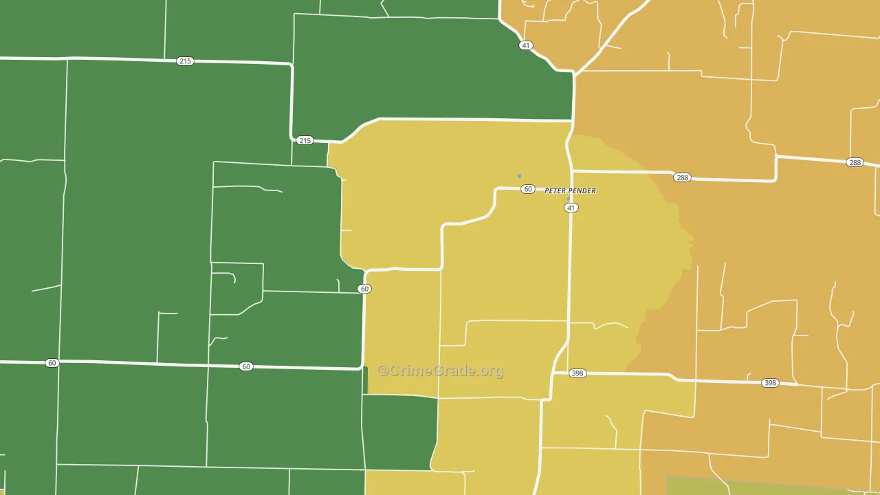 Peterpender, AR Map of Vehicle Theft Rates