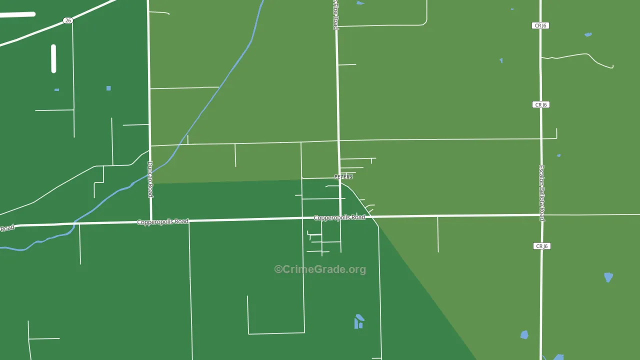 Peters, CA Map of Vehicle Theft Rates