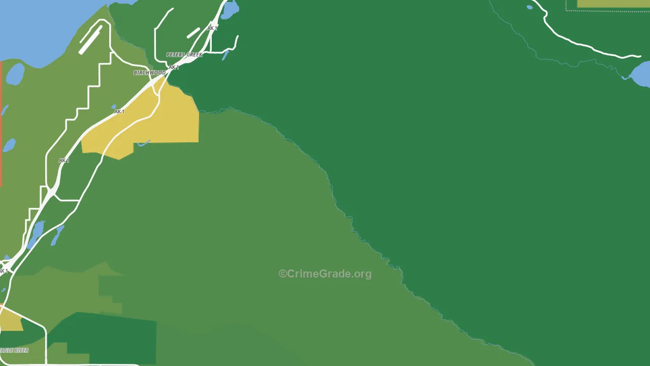 Peters Creek, AK Map of Vehicle Theft Rates